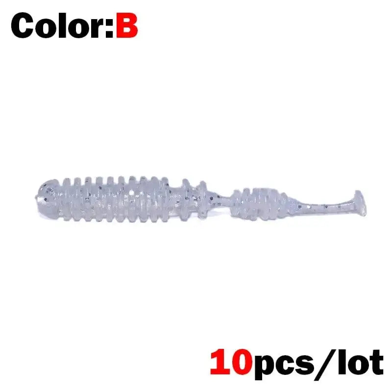 China China B New 10pcs 4.2cm Fishing Soft Worm Lures Pin Tail Ice Fishing Bait Soft Polaris Sinking Lure Pesca Cheap Silicone Fishing Tackle