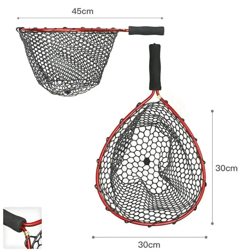 China China B Red Portable Fishing Nets Ultralight Aluminum Alloy Silicone Wear Resistance Mesh Hand Dip Casting Landing Net for Big Fish Outdoor