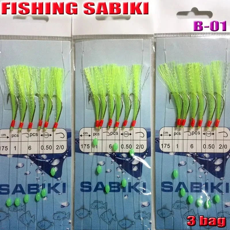China China B1 2022FISHING SABIKI 12kinds luminous bean fishing hooks ocean fly saltwater bait rings good SABIKI fishing tools