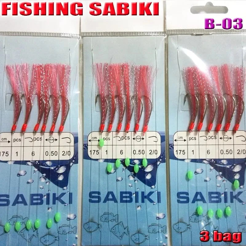 China China B3 2022FISHING SABIKI 12kinds luminous bean fishing hooks ocean fly saltwater bait rings good SABIKI fishing tools