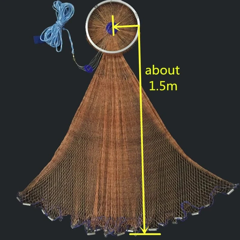China China B30 Finefish Height 1.2-3.6M Hand Throw Network With Ring Gillnet Easy USA Cast Nets Catch Fishing Net Small Mesh Hunting Fish Gear