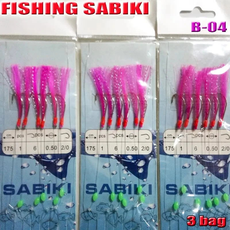 China China B4 2022FISHING SABIKI 12kinds luminous bean fishing hooks ocean fly saltwater bait rings good SABIKI fishing tools