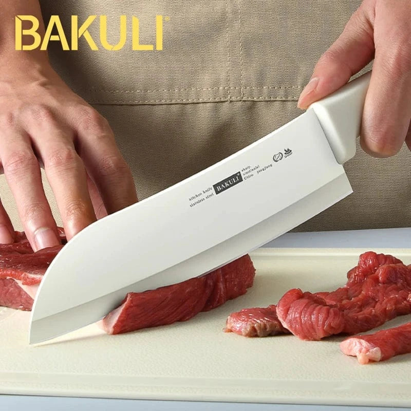 China China BAKULI-1/2pc Macaron Pure White Kitchen Knife Set Antioxidant Coating More Durable Kitchen Aesthetics Fruit Knife Meat Cutter