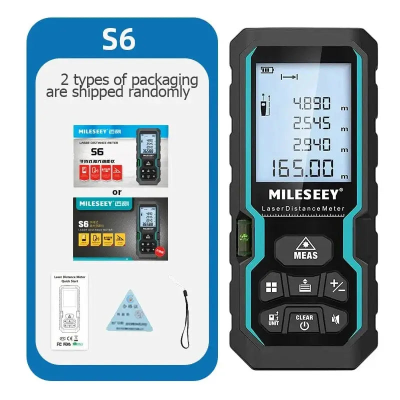 China China Basic version / 40m MILESEEY S6 Laser Tape Measure 40M 60M 80M 100M Laser Rangefinder IP54 Electronic Ruler Useful Measurement Tool