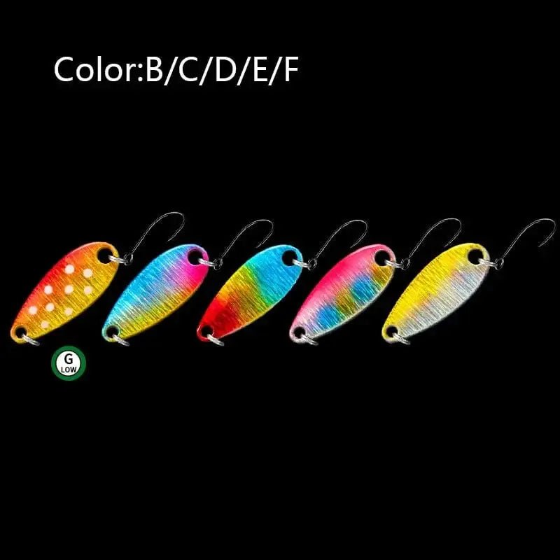China China BCDEF / 5g LETOYO 2.3g/3.5g/5g Laser Spinner Lure UV Luminous Spoon Fishing Lure Double Painted Spinner Baits Colorful Trout Prech Lure