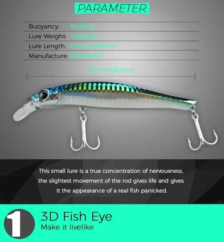 China China BEARKING 10.5cm 16g  8cm 8.5g Hot fishing gear shone sinking lures minnow crank fixed weight system wobbler bait isca artificial