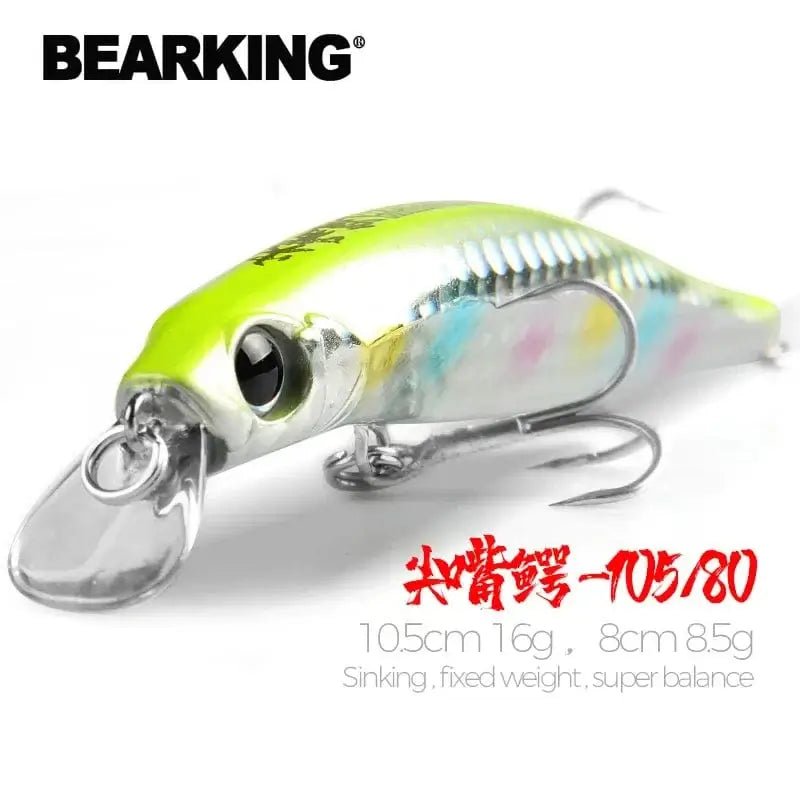China China BEARKING 10.5cm 16g  8cm 8.5g Hot fishing gear shone sinking lures minnow crank fixed weight system wobbler bait isca artificial
