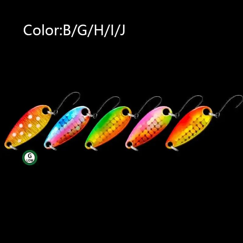 China China BGHIJ / 5g LETOYO 2.3g/3.5g/5g Laser Spinner Lure UV Luminous Spoon Fishing Lure Double Painted Spinner Baits Colorful Trout Prech Lure