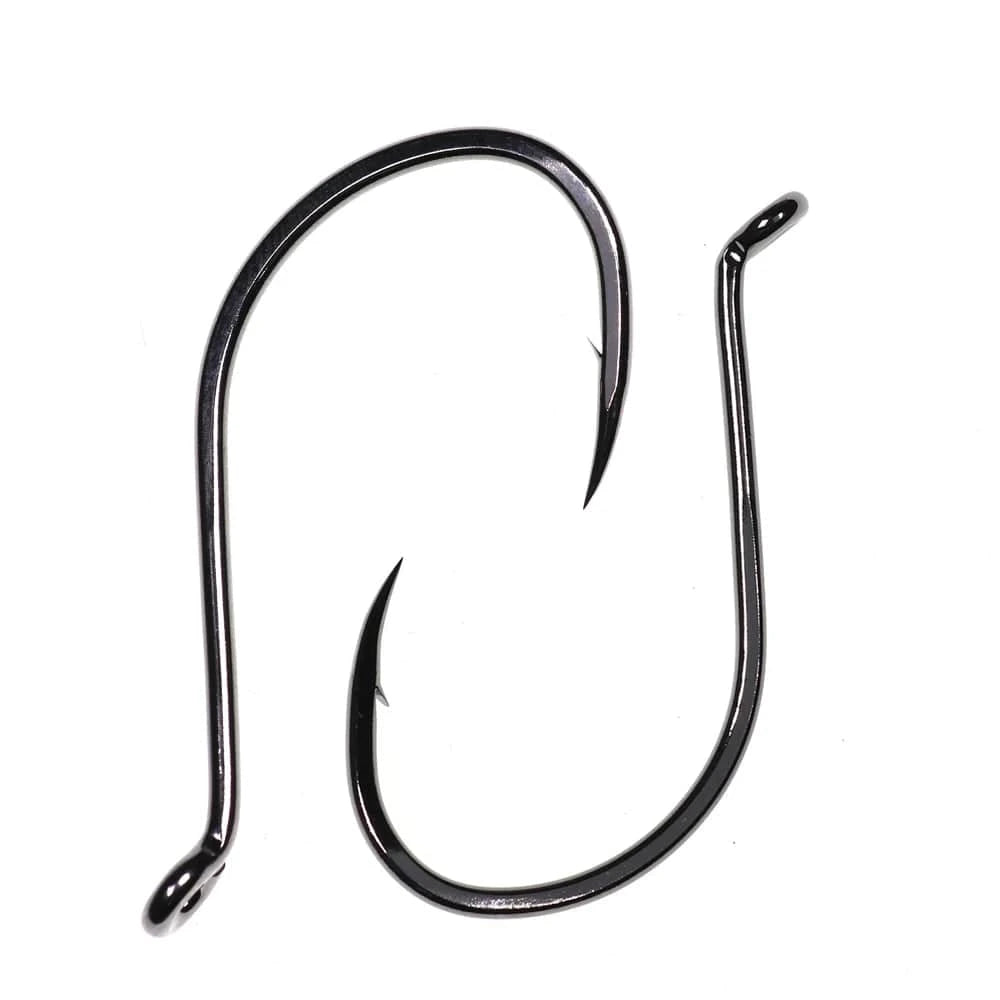 China China Bimoo 20pcs Offset Octopus Beak Hook High Carbon Steel Black Nickel Sea Fishing Hook 4/0 5/0 6/0 7/0 8/0