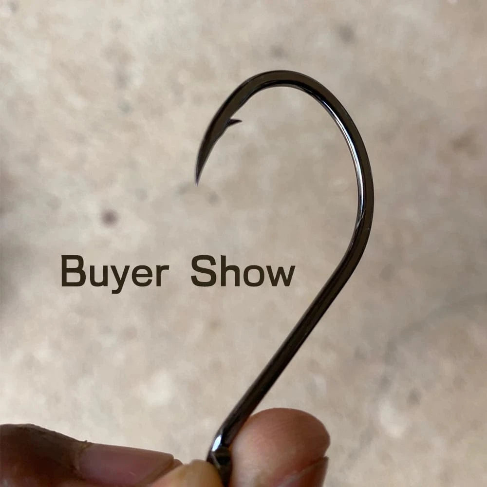 China China Bimoo 20pcs Offset Octopus Beak Hook High Carbon Steel Black Nickel Sea Fishing Hook 4/0 5/0 6/0 7/0 8/0