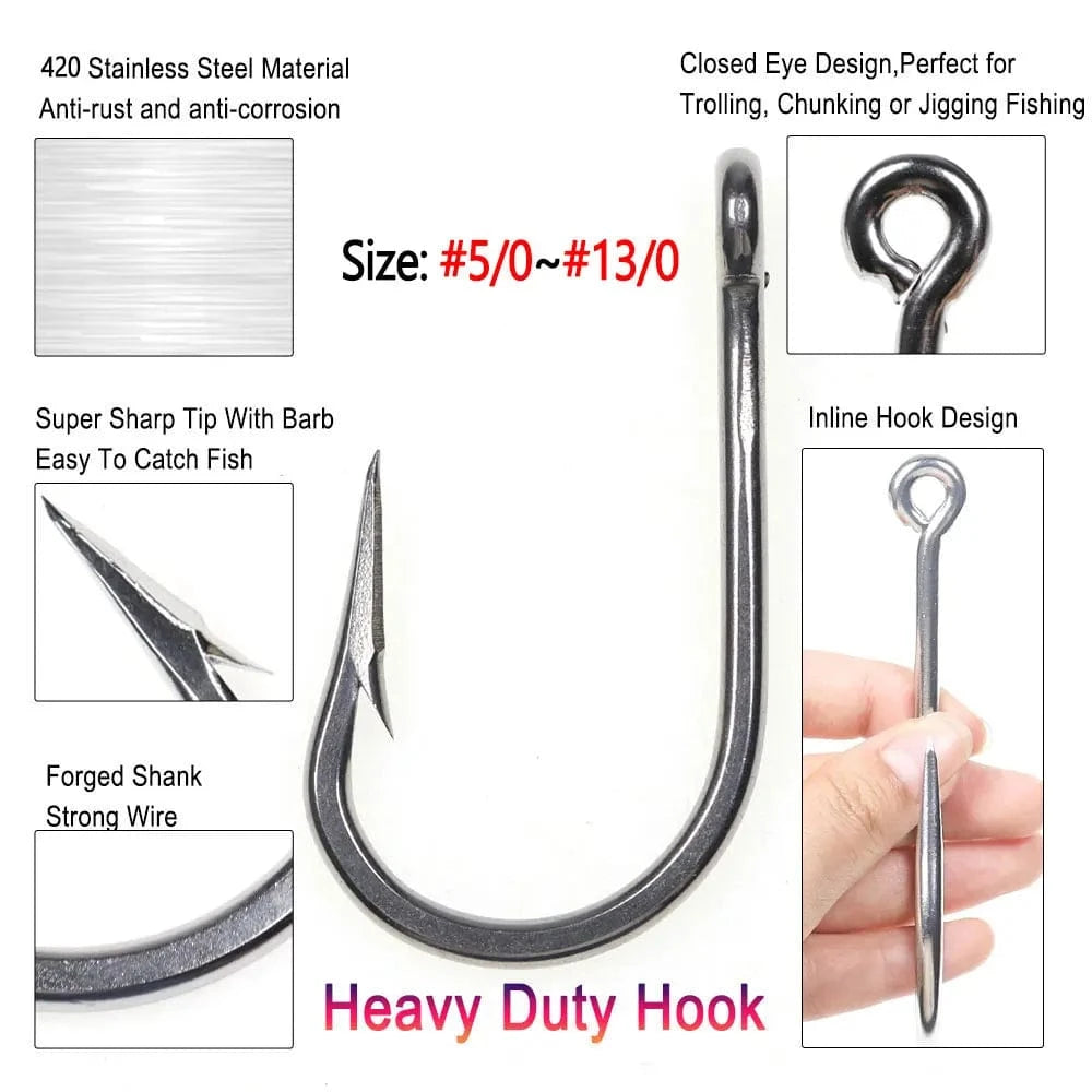China China Bimoo 5/0 ~13/0 Stainless Steel Saltwater Fishing Hook Heavy Duty Hook For Big Game Fishing Chunking Jigging Tuna Shark Fishing