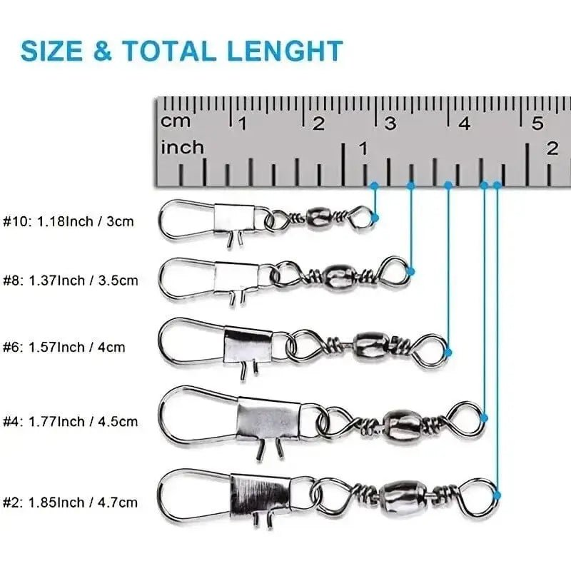 China China BLACK 100Pcs/Set Fishing Connector Swivels Interlock Pin Pin Bearing Rolling Swivel Snap Swivel For Fishhook Carp Lure Accessories