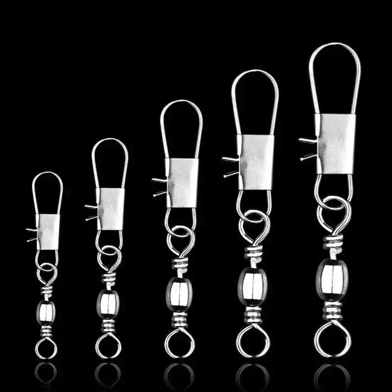 China China BLACK 100Pcs/Set Fishing Connector Swivels Interlock Pin Pin Bearing Rolling Swivel Snap Swivel For Fishhook Carp Lure Accessories