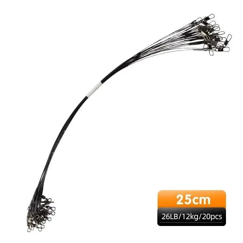 China China Black-25cm-20pcs MEREDITH Anti Bite Steel Fishing Line 15cm-25cm Steel Wire Leader With Swivel Fishing Accessory Lead Core Leash Fishing Wire