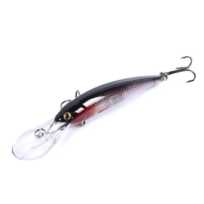 China China Black 9 Fish Hook Bait 10g Deep Diving Large Minnow Wobbler Lure Artificial Hard Bait Crankbait Bass Pike Walleye Perch Fishing Gear