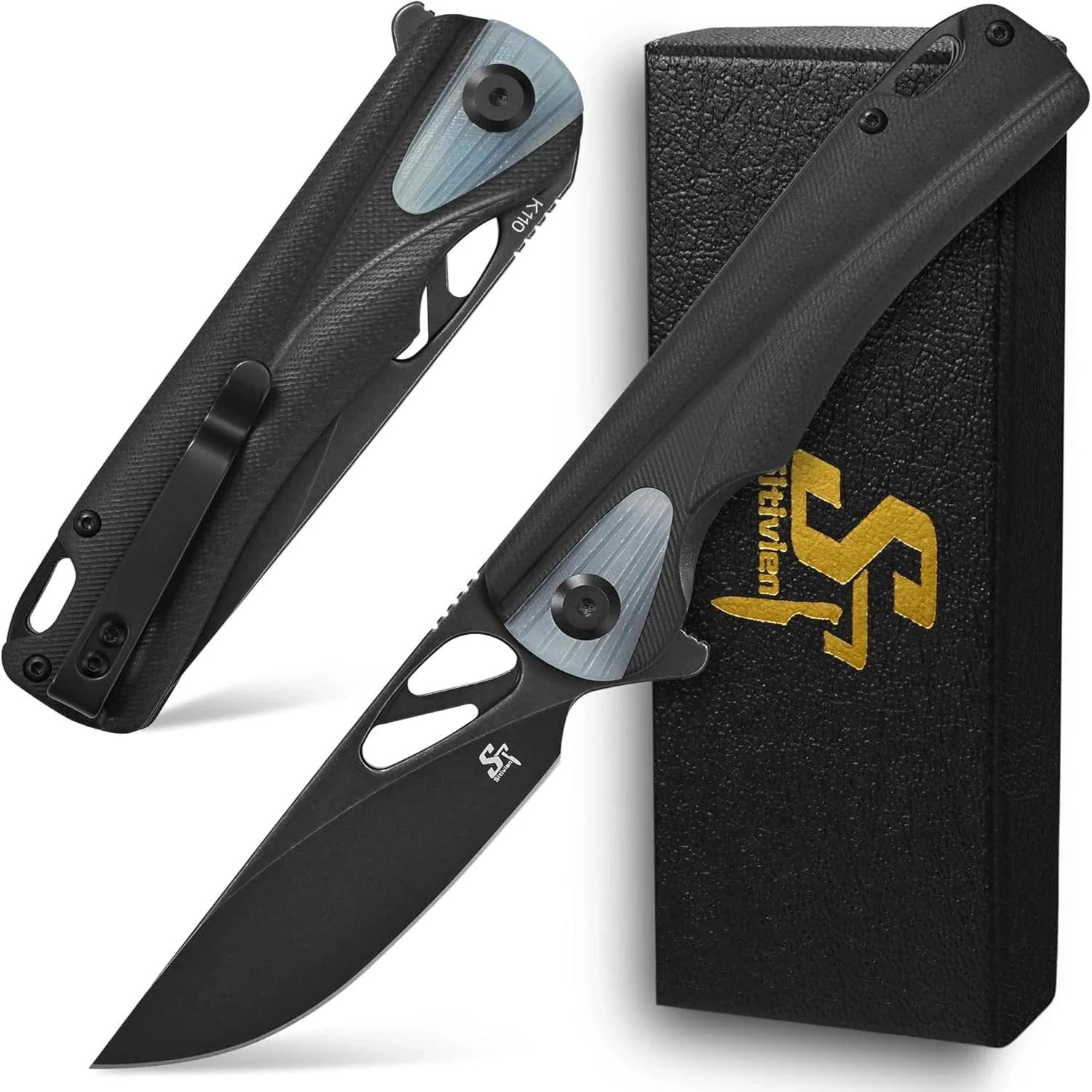 China China Black / CHINA Sitivien ST165 Folding Knife K110 Steel Blade with G10 Handle EDC Tool Knife Pocket Knife for Outdoor Camping Hiking Fishing