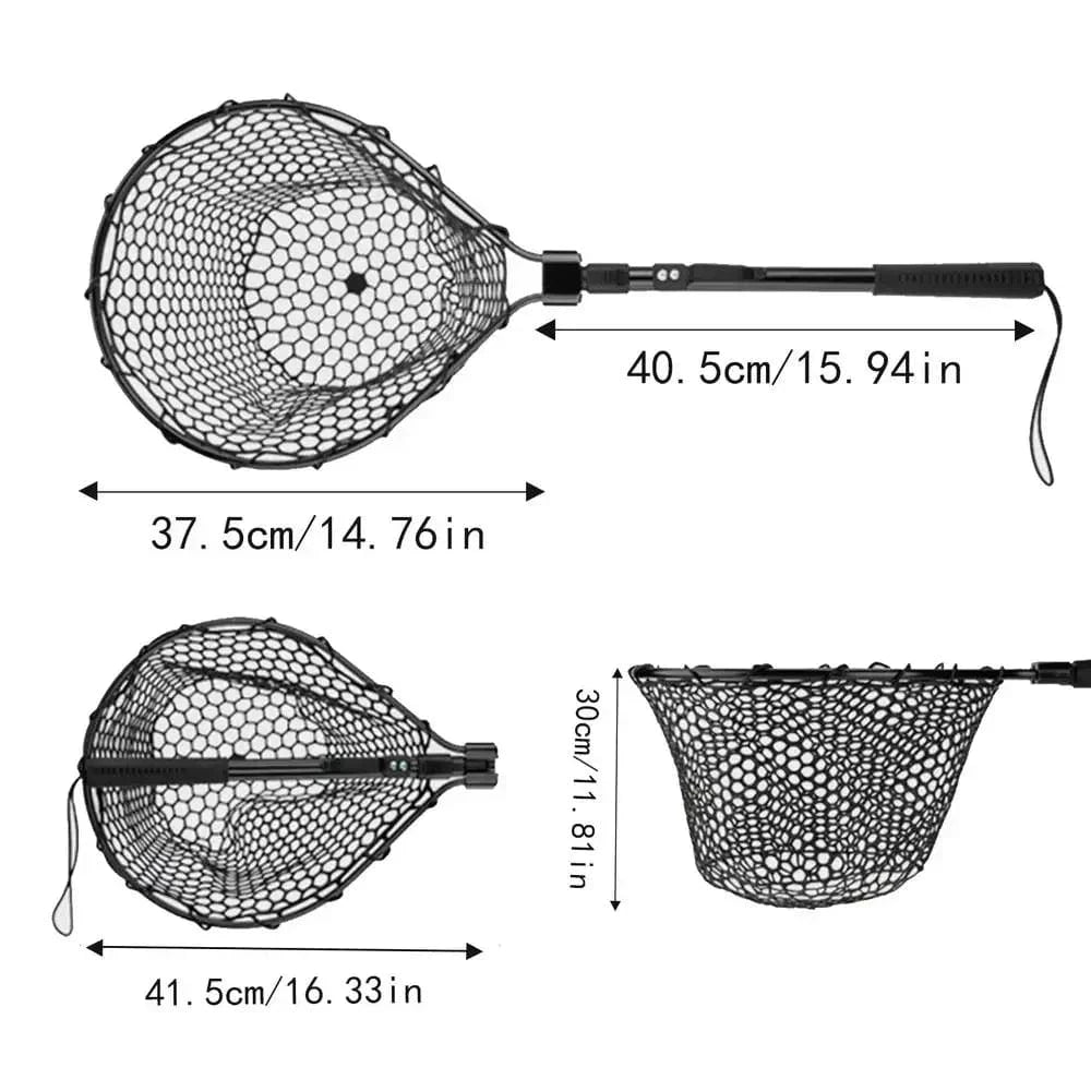China China black Fishing Net With Handle Telescoping Fishing Landing Net Portable Silicone Mesh Folding Fish Hand Net Fishing Gear Accessorie