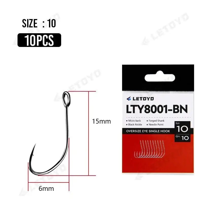 China China Black Nickle 10 LETOYO forged shank Barbed oversize eye Fishhook for spoon lure High Carbon Steel black nickle spinner hook for Stream fishing