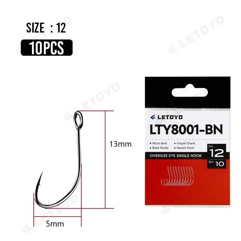 China China Black Nickle 12 LETOYO forged shank Barbed oversize eye Fishhook for spoon lure High Carbon Steel black nickle spinner hook for Stream fishing