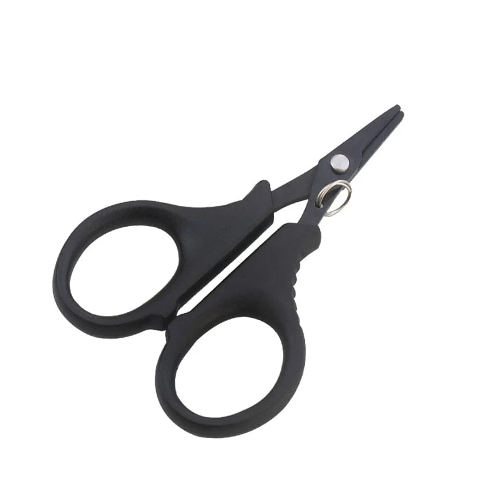 China China Black Stainless Steel Fishing Scissor Portable Scissor Plier Cut PE line Braid Line Cutter Plies Carp Fishing Tools Accessories