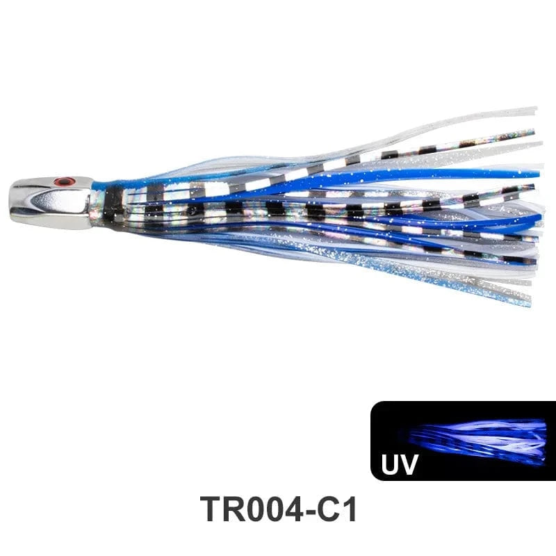 China China blue-1pc 1pc 20.5cm 76g Trolling Lure Bait Copper Head Octopus Squid Skirt Bait Big Game Drag Fishing Marlin Tuna Pesca Hard Bait