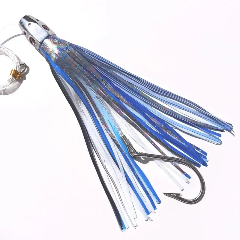 China China blue-1pc 1pc 23cm185g Trolling Lure Bait Copper Head Octopus Squid Skirt Bait With Hook Big Game Drag Fishing Marlin Tuna Pesca Hard Bait