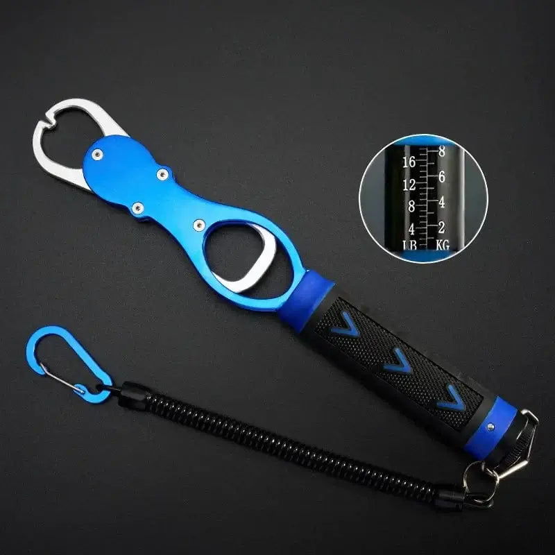 China China blue 1pc Fishing Gripper Lip Grippers Fishing Fish Grabber Tool Lip Clamp With Weight Scale Anti-Rust For Beginner Fishing Enthusiast