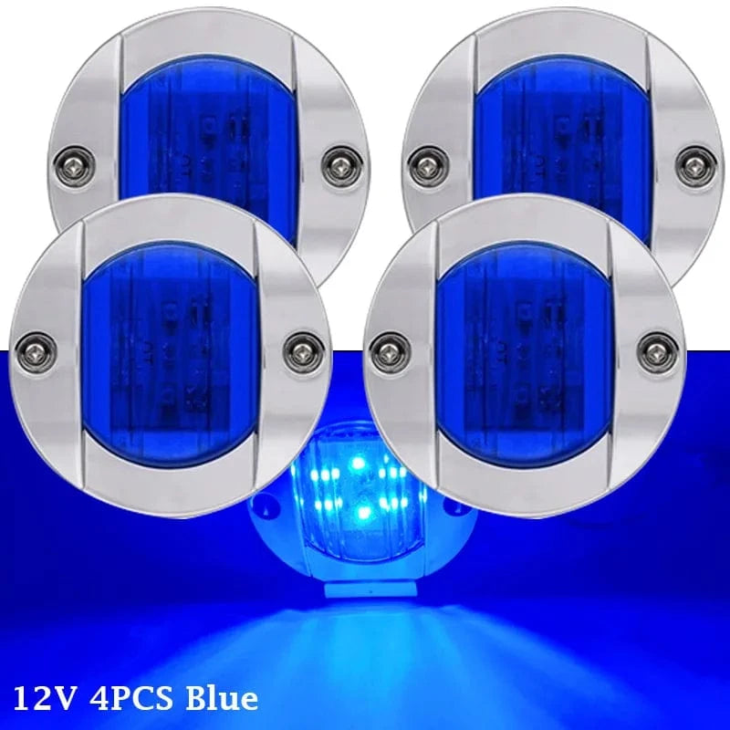 China China Blue / CHINA 4PCS Boat Marine Lights Navigation Light Waterproof Marker Lamp For Truck RV Yacht Transom Anchor Stern DC 12V 6LED Stern Light