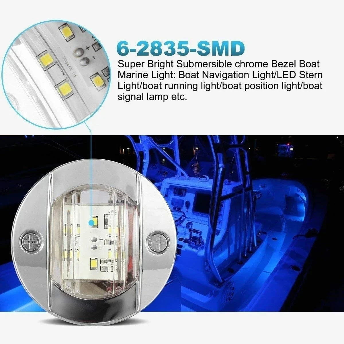 China China Boat Marine Lights Navigation Light Waterproof Marker Lamp  For Truck RV Yacht Transom Anchor Stern DC 12V/24V 6LED Stern Light