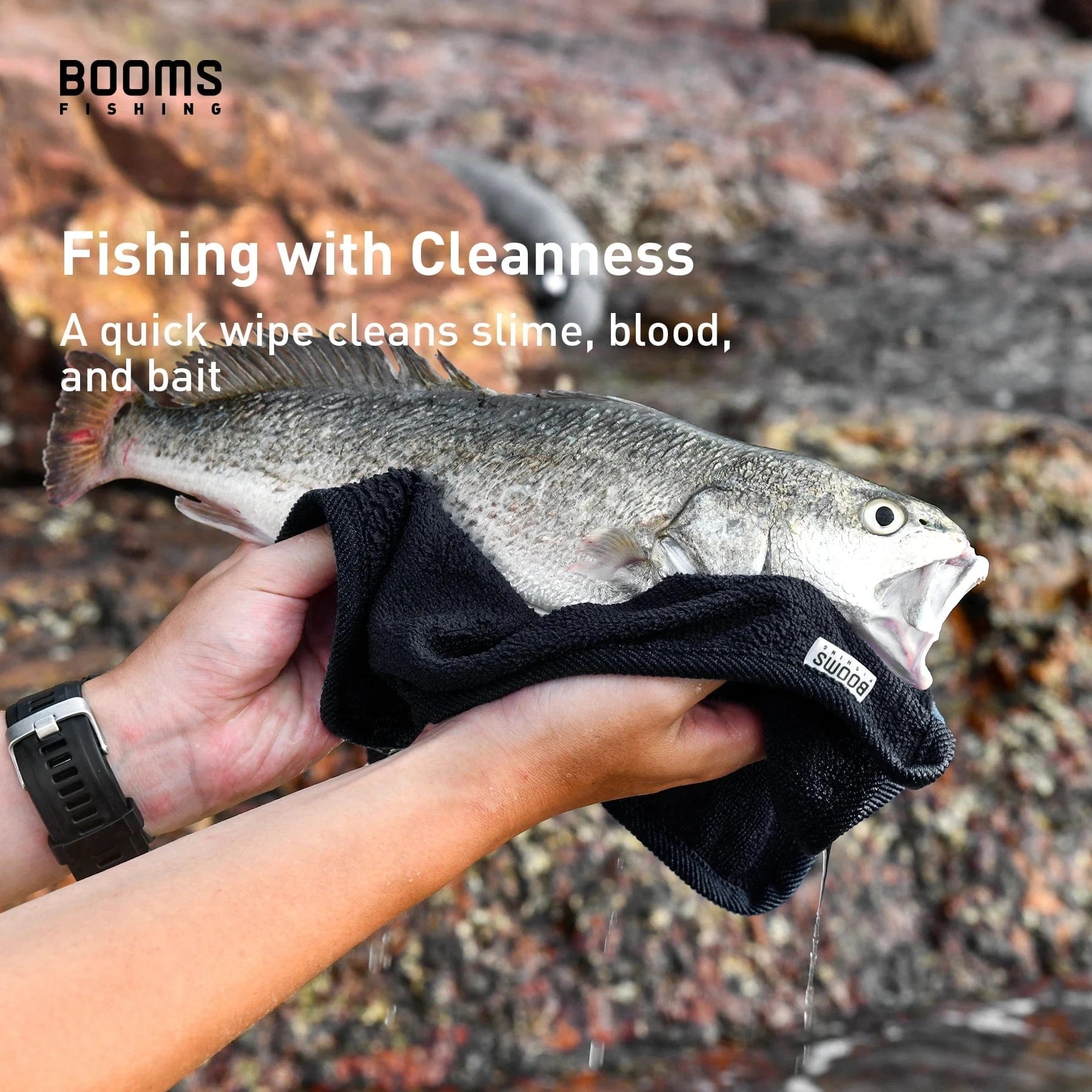 China China Booms Fishing 3 PCS Fishing Towel Non-stick Absorbent Fishing Clothing Wipe Hands Soft Towel Fishing Accessories Equipment