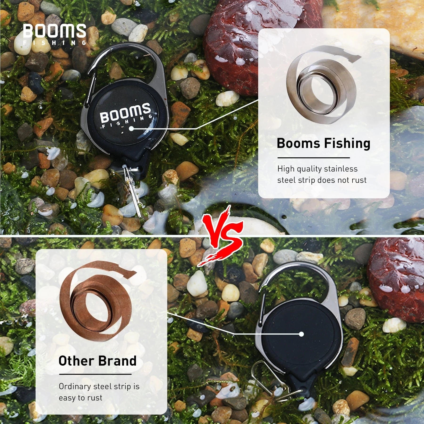 China China Booms Fishing RG1 Retractable Key Chain with Gear Combo Cord Easy Release Badge Holder Fly Fishing Zinger Retractor Accessories