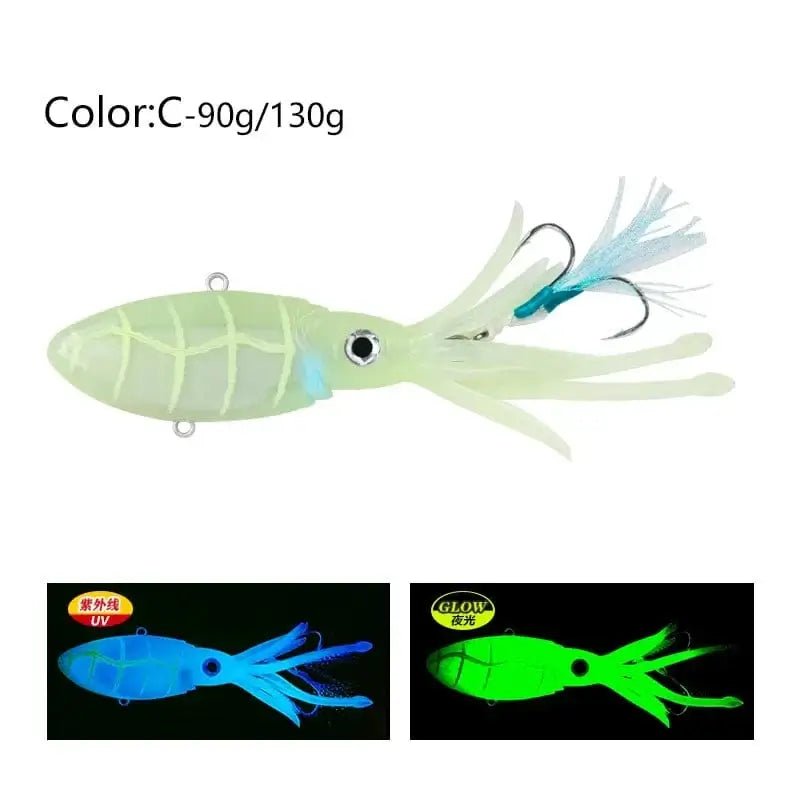 China China C / 200g-155mm / CHINA 90g 130g 170g 200g 250g Luminous UV TPR Octopus Squid Skirt Sea Saltwater With Assist Hook Jigging Fishing Soft Lures Bait