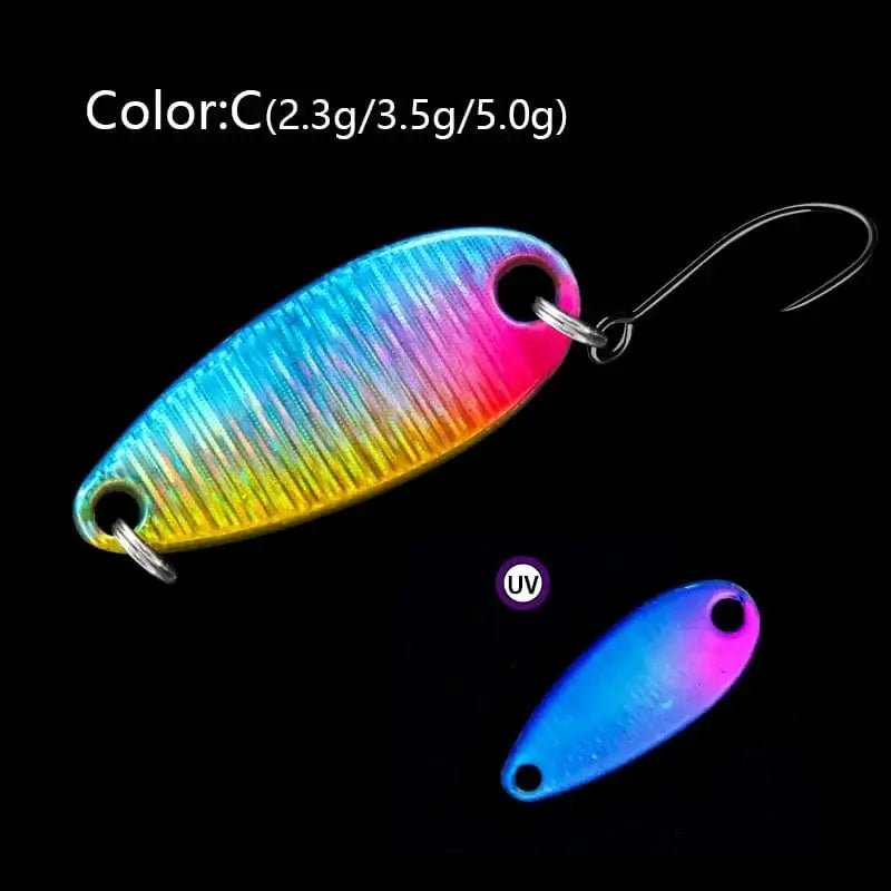 China China C / 5g LETOYO 2.3g/3.5g/5g Laser Spinner Lure UV Luminous Spoon Fishing Lure Double Painted Spinner Baits Colorful Trout Prech Lure