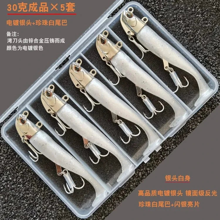 China China C 5pcs 30g Artificial Bait Lumious/Glow Mackerel Sea Bullet Bass Snapper Fishing Lure Wobblers Swimbait Jigging Plastic Baits
