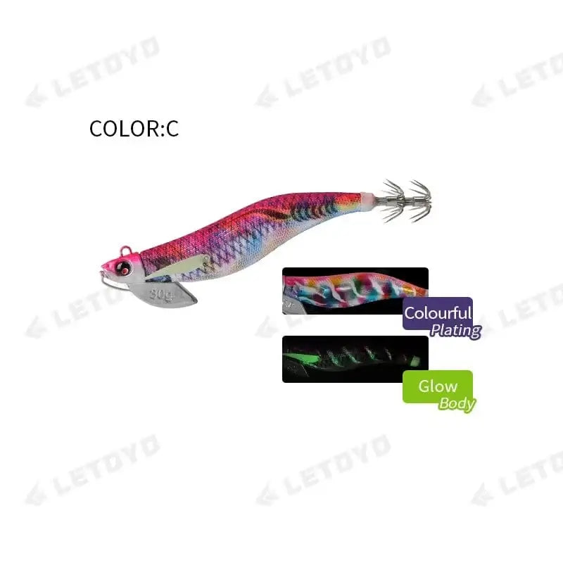 China China C LETOYO Luminous Plating squid bait tip run sinker eging squid jig Artificial baits Cuttlefish Octopus EGI Sea Fishing lures