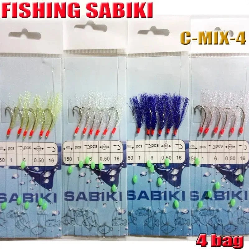 China China C MIX 2022FISHING SABIKI 12kinds luminous bean fishing hooks ocean fly saltwater bait rings good SABIKI fishing tools