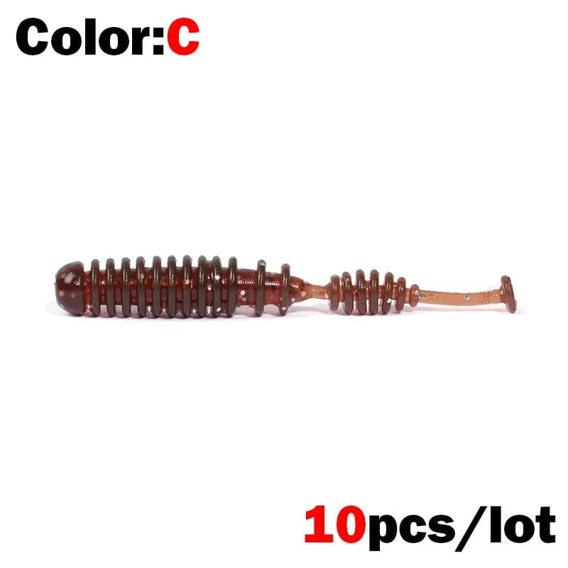 China China C New 10pcs 4.2cm Fishing Soft Worm Lures Pin Tail Ice Fishing Bait Soft Polaris Sinking Lure Pesca Cheap Silicone Fishing Tackle