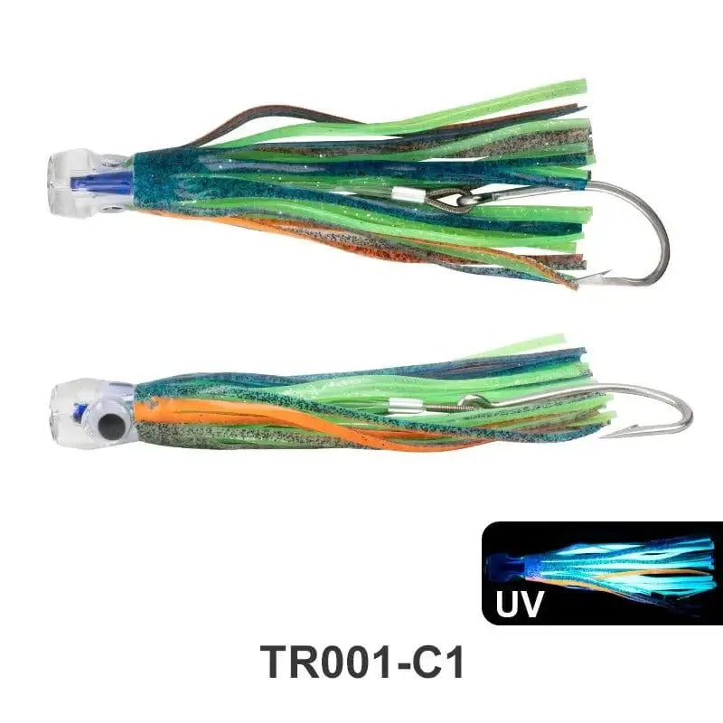 China China C1 / 50g 16.5cm Trolling Skirt Tuna Lures 50g/16.5cm Sinking Boat UV Light Fishing Saltwater Lures for Marlin Sea Trolling Fishing Bait