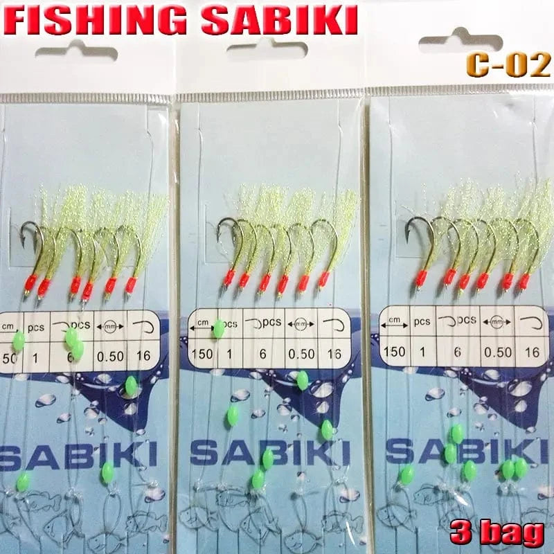 China China C2 2022FISHING SABIKI 12kinds luminous bean fishing hooks ocean fly saltwater bait rings good SABIKI fishing tools
