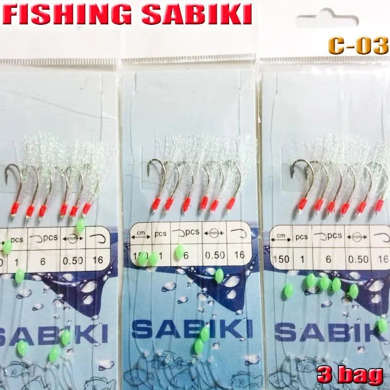 China China C3 2022FISHING SABIKI 12kinds luminous bean fishing hooks ocean fly saltwater bait rings good SABIKI fishing tools
