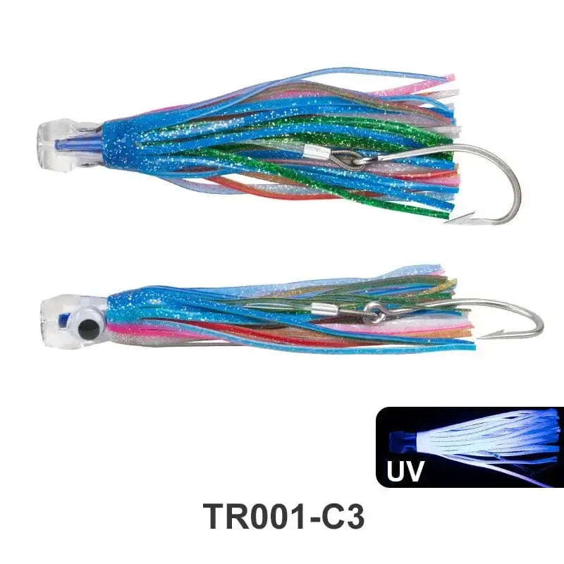 China China C3 / 50g 16.5cm Trolling Skirt Tuna Lures 50g/16.5cm Sinking Boat UV Light Fishing Saltwater Lures for Marlin Sea Trolling Fishing Bait