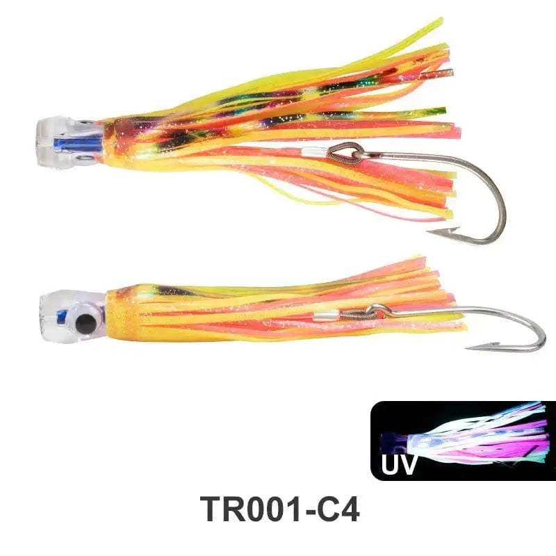 China China C4 / 50g 16.5cm Trolling Skirt Tuna Lures 50g/16.5cm Sinking Boat UV Light Fishing Saltwater Lures for Marlin Sea Trolling Fishing Bait