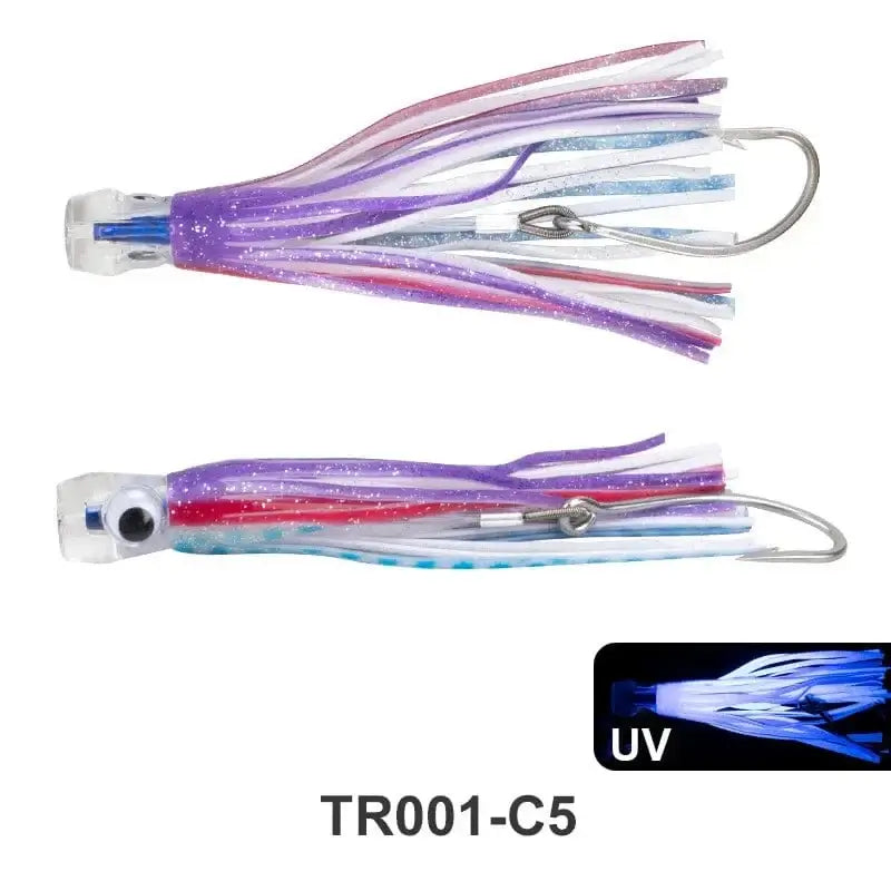 China China C5 / 50g 16.5cm Trolling Skirt Tuna Lures 50g/16.5cm Sinking Boat UV Light Fishing Saltwater Lures for Marlin Sea Trolling Fishing Bait