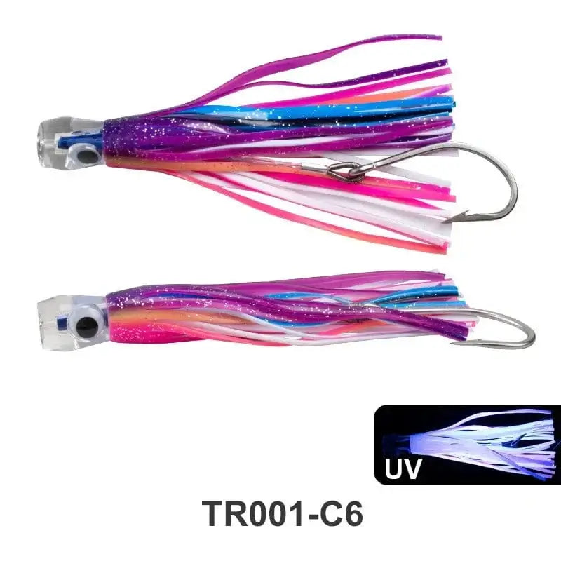 China China C6 / 50g 16.5cm Trolling Skirt Tuna Lures 50g/16.5cm Sinking Boat UV Light Fishing Saltwater Lures for Marlin Sea Trolling Fishing Bait