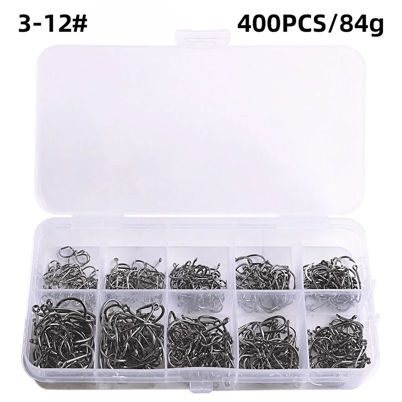 China China Carbon Steel Fishing Hooks 50-1600Pcs/Box Strong Sharp Silver Circle Fishhook 3#-12# Jig Barbed Pesca Portable Lure Bait Tackle