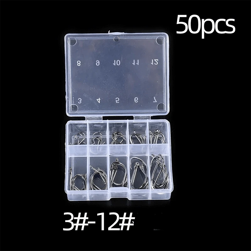 China China Carbon Steel Fishing Hooks 50-1600Pcs/Box Strong Sharp Silver Circle Fishhook 3#-12# Jig Barbed Pesca Portable Lure Bait Tackle
