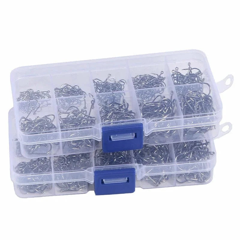 China China Carbon Steel Fishing Hooks 50-1600Pcs/Box Strong Sharp Silver Circle Fishhook 3#-12# Jig Barbed Pesca Portable Lure Bait Tackle