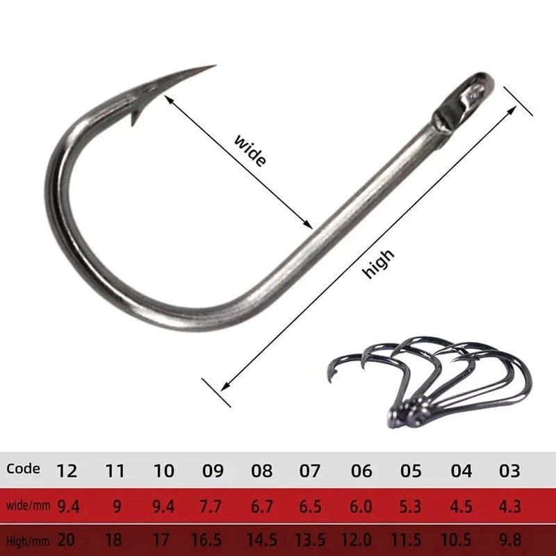 China China Carbon Steel Fishing Hooks 50-1600Pcs/Box Strong Sharp Silver Circle Fishhook 3#-12# Jig Barbed Pesca Portable Lure Bait Tackle