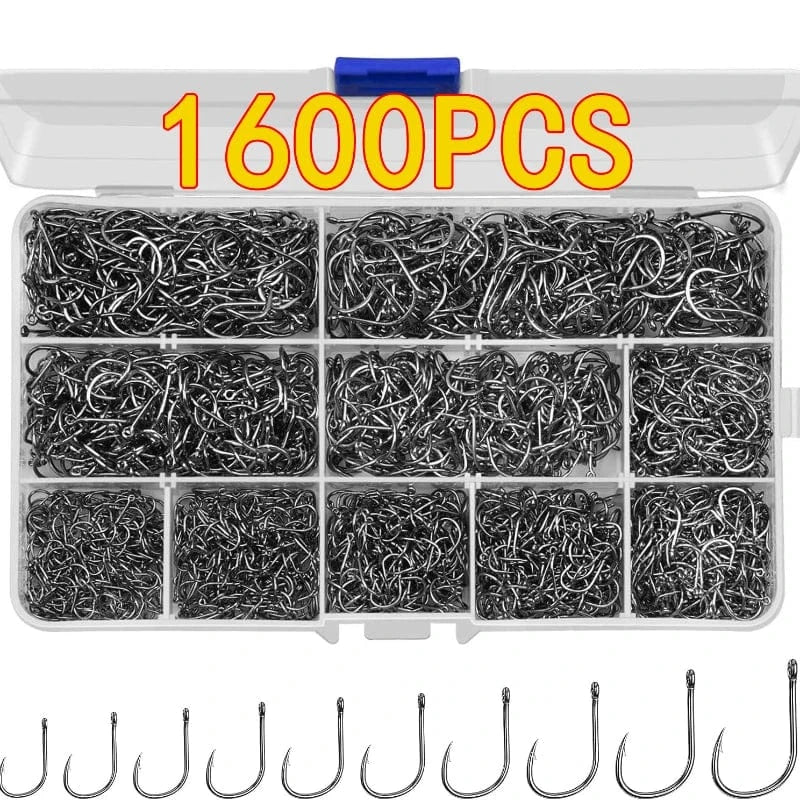 China China Carbon Steel Fishing Hooks 50-1600Pcs/Box Strong Sharp Silver Circle Fishhook 3#-12# Jig Barbed Pesca Portable Lure Bait Tackle