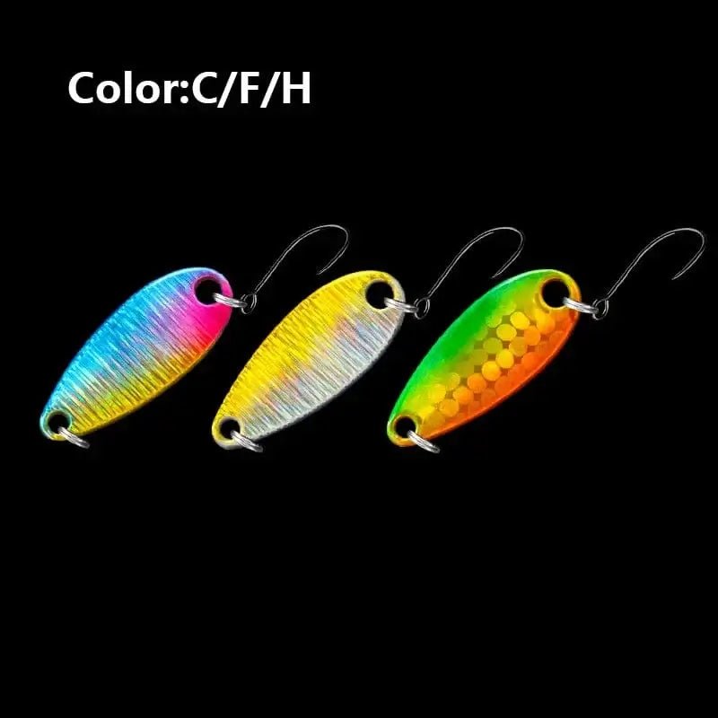 China China CFH / 2.3g LETOYO 2.3g/3.5g/5g Laser Spinner Lure UV Luminous Spoon Fishing Lure Double Painted Spinner Baits Colorful Trout Prech Lure
